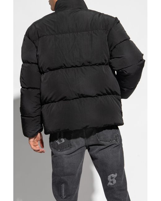 Palm Angels Black Logo-Embroidered Padded Jacket for men