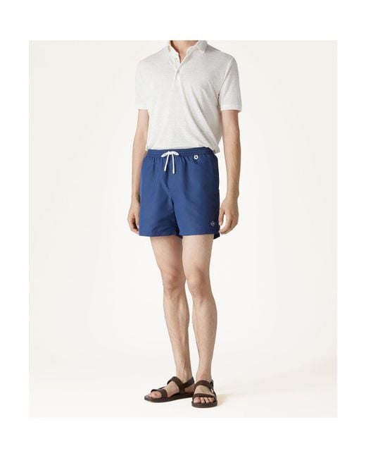 Loro Piana Blue Elastic Waist-Edge Beach Shorts for men