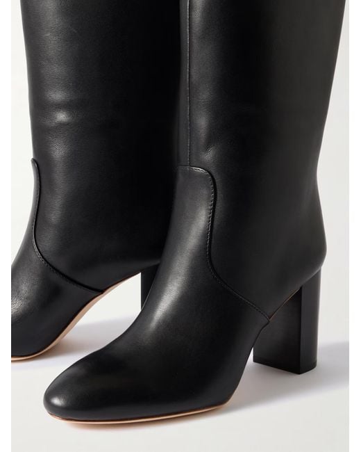 Loeffler Randall Black Solid Color Leather Knee Boots
