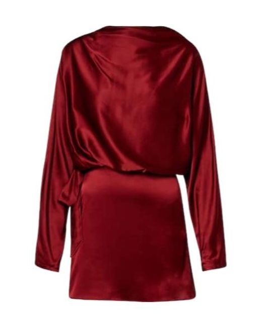 Staud Red Phoebe Silk-Blend Satin Minidress