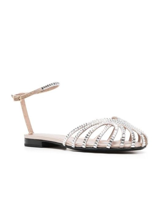 ALEVI White Cut-Out Flat Sandals
