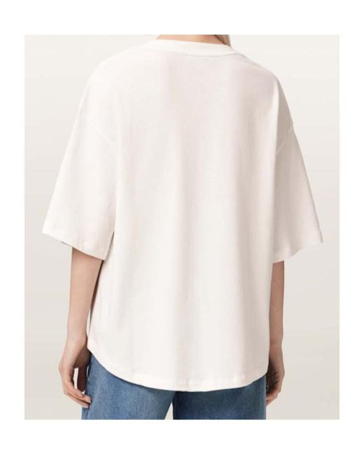 AllSaints White Stacks Amelie Oversized Embellished T-Shirt
