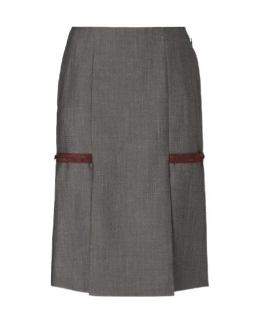 Fendi Gray Straight-Cut Midi Skirt