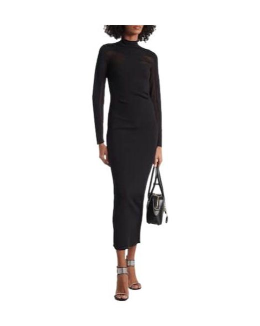 Stella McCartney Black Mesh-Paneled Knitted Maxi Dress
