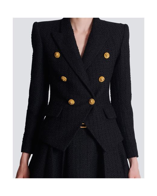 Balmain Blue Tweed Tailored Jacket