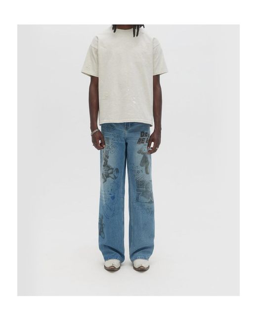 DOMREBEL Blue Belt-Loop Jeans for men