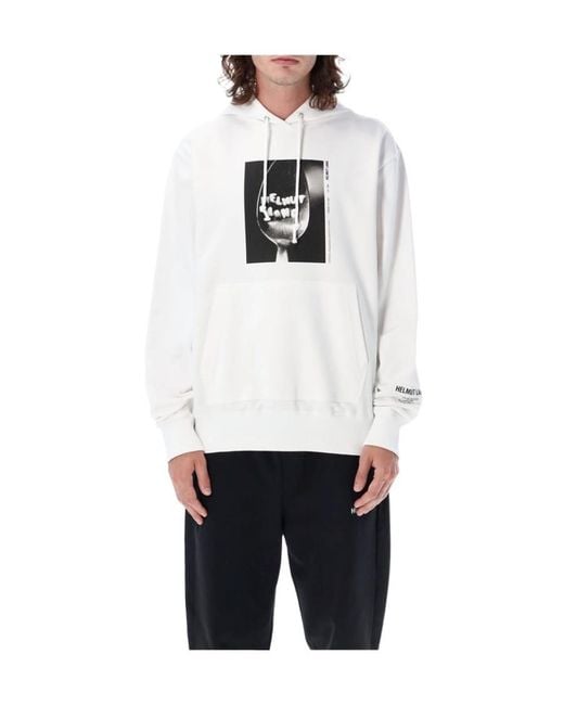 Helmut Lang White Hooded Sweater for men