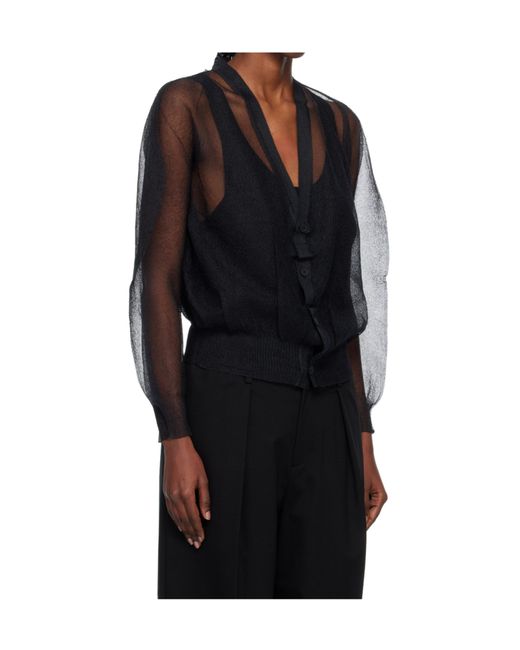 Issey Miyake Black V-Neck Cardigan