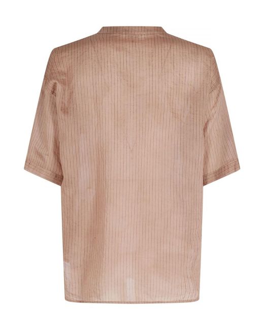 Roberto Collina Natural Striped V-Neck Blouse