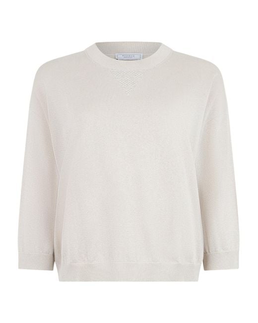 Peserico White Metallic Crew Neck Knitted Sweater