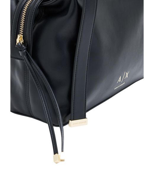 ARMANI EXCHANGE Black Logo-Plaque Adjustable-Strap Shoulder Bag