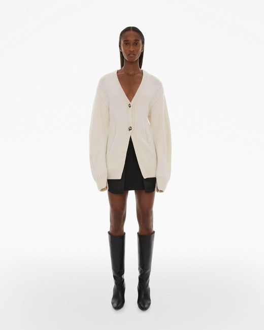 Helmut Lang White V-Neck Button-Up Cardigan