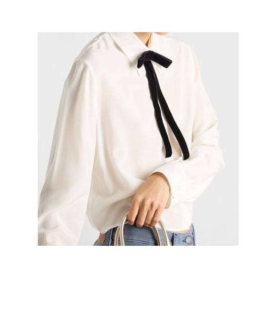 Prada White Crepe De Chine Shirt