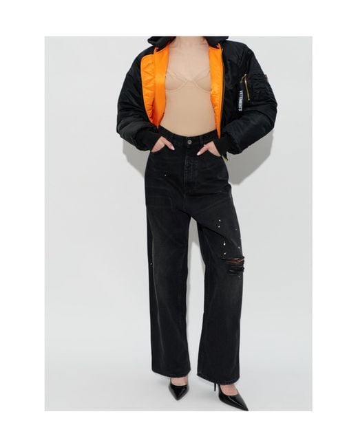 Vetements Black Distressed Wide-Leg Jeans for men