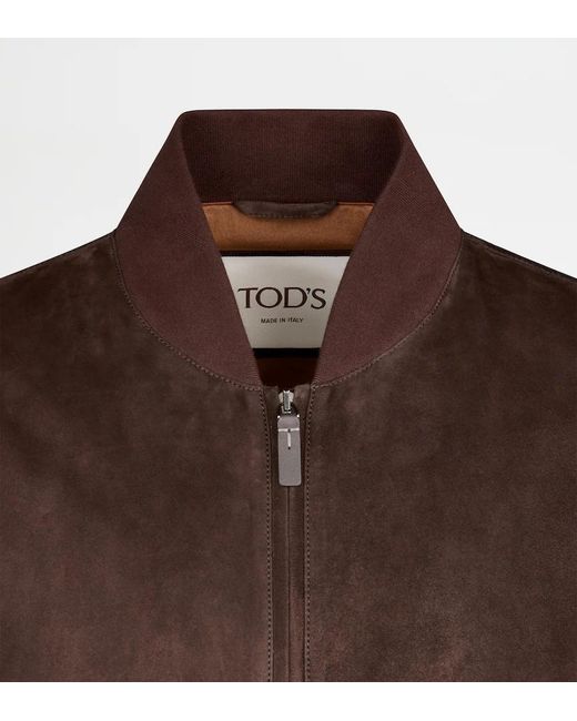 Tod's Brown Suede Bomber Jacket for men