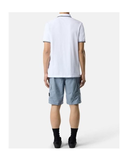 Stone Island Blue Logo-Patch Cargo Shorts for men