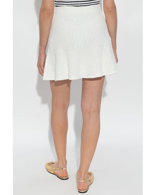 Self-Portrait White Textured Knit Mini Skirt