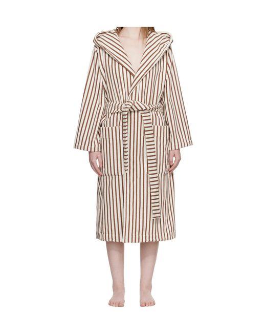 Tekla Natural Striped Pajamas With Lace-Up for men