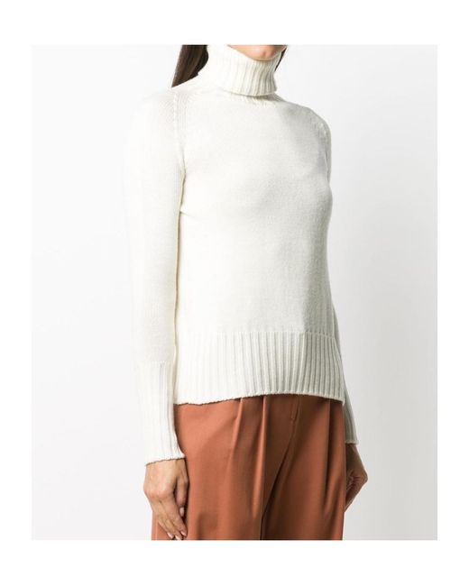 Drumohr White Long-Sleeve High-Neck Sweater