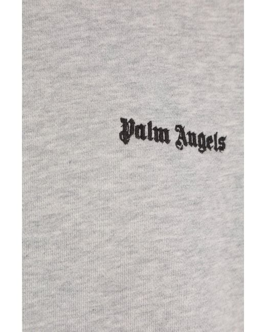 Palm Angels Gray Logo Embroidered Hoodie for men