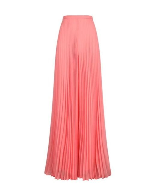 Max Mara Pink Pleated Chiffon Trousers