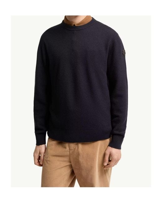 Moncler Blue Textured Cashmere Wool Sweater for men