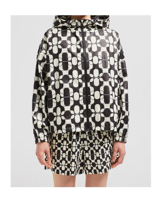 Moncler White Graphic Print Zip-Up Jacket