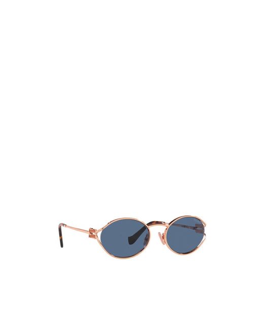 Miu Miu Blue Eyewear Oval Frame Sunglasses