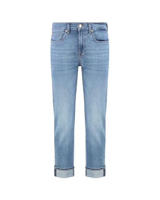 7 For All Mankind Blue Midriff-Hugging Jeans