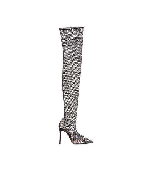 Gianvito Rossi White Over-The-Knee Mesh Boots