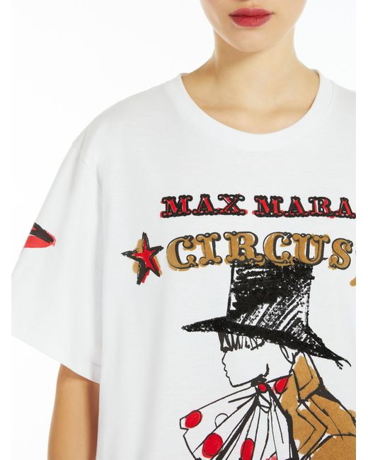 Max Mara White Graphic Printed Crewneck T-Shirt