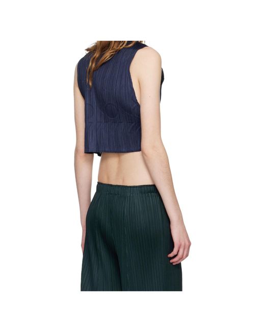 Pleats Please Issey Miyake Blue Pleated Vest