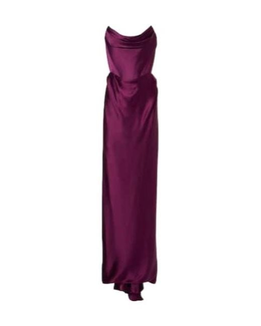 Vivienne Westwood Purple Galaxy Draped Crêpe Satin Bustier Gown