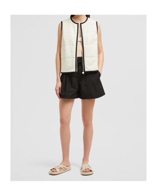 Moncler White Terry Cloth Logo Jacquard Padded Gilet
