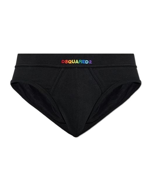 DSquared² Black Logo Briefs for men