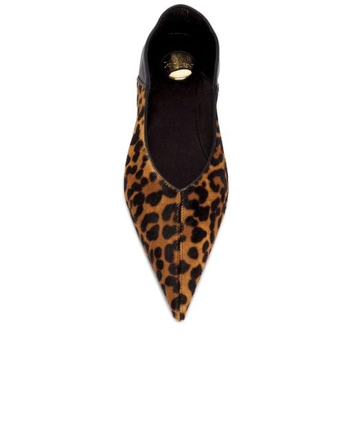 Saint Laurent Brown All-Over Patterned Pointed Toe Flat Shoes