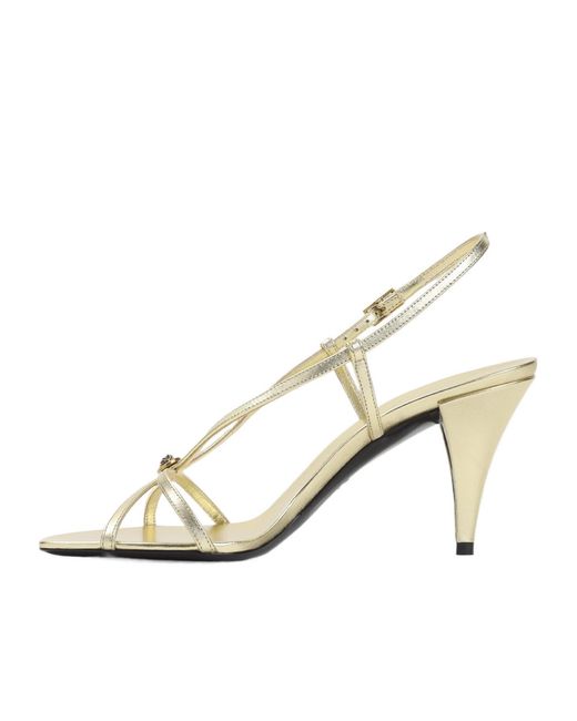Versace Metallic Square-Toe High-Heeled Sandals