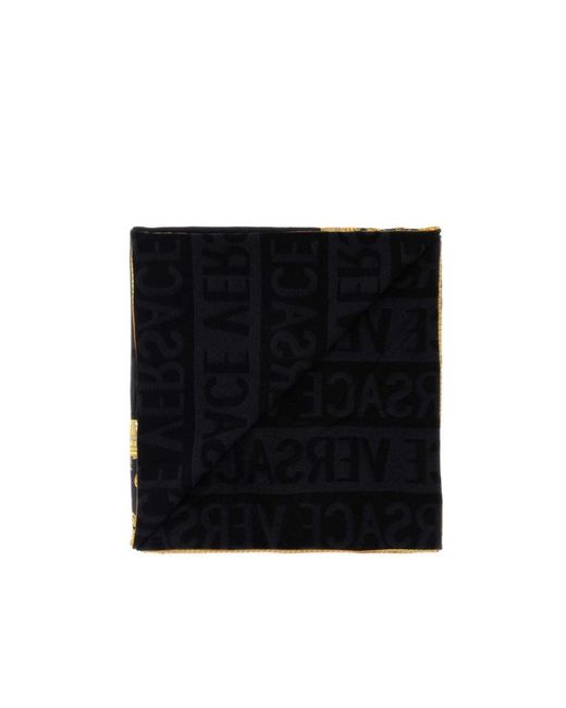 Versace Black Baroque-Print Blanket for men