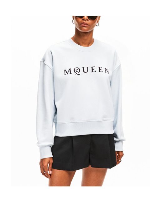 McQueen Blue Logo Crew Sweatshirt
