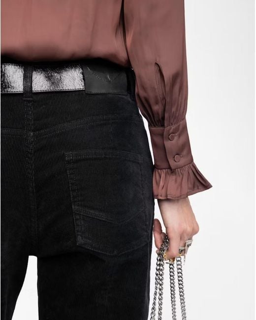 Zadig & Voltaire Purple Ruffled Long-Sleeve Top