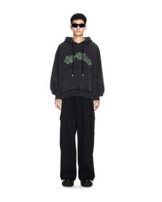 Off-White c/o Virgil Abloh Black Graphic Printed Drawstring Hoodie for men