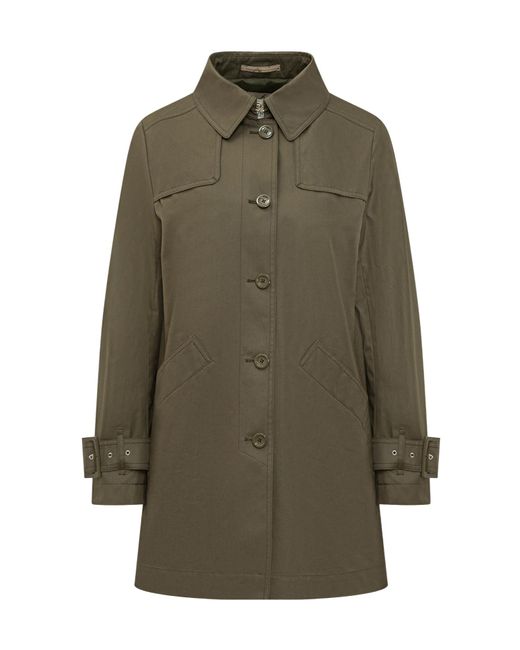 Herno Green Long Sleeved Buttoned Trench Coat