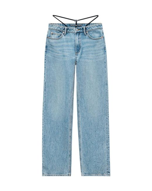 Alexander Wang Blue Pre-Styled Logo Thong Mid Rise Jeans