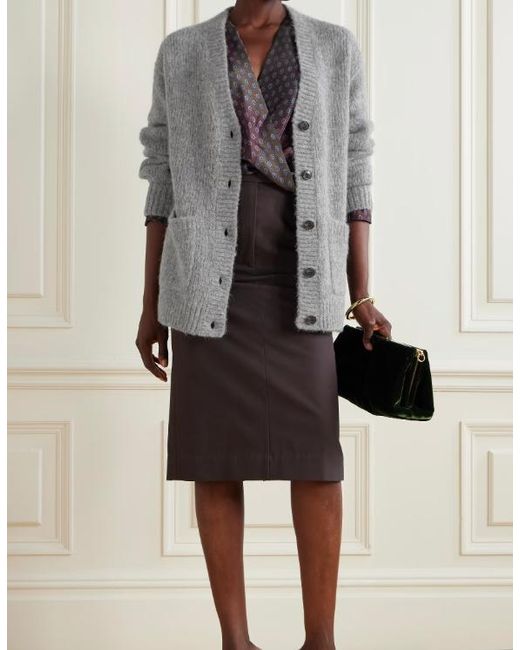 Dries Van Noten Gray Long-Sleeved Knitted Cardigan