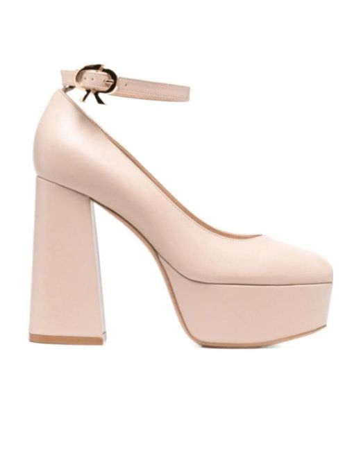 Gianvito Rossi Natural Vernice Platform Round Toe Pumps