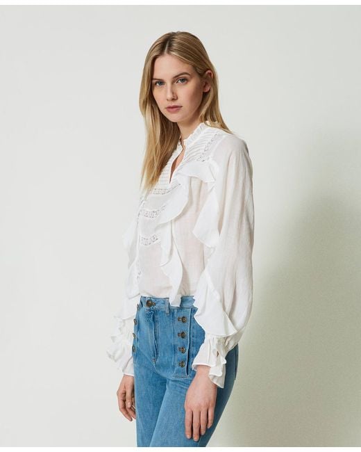 Twinset White Long-Sleeved Shirt