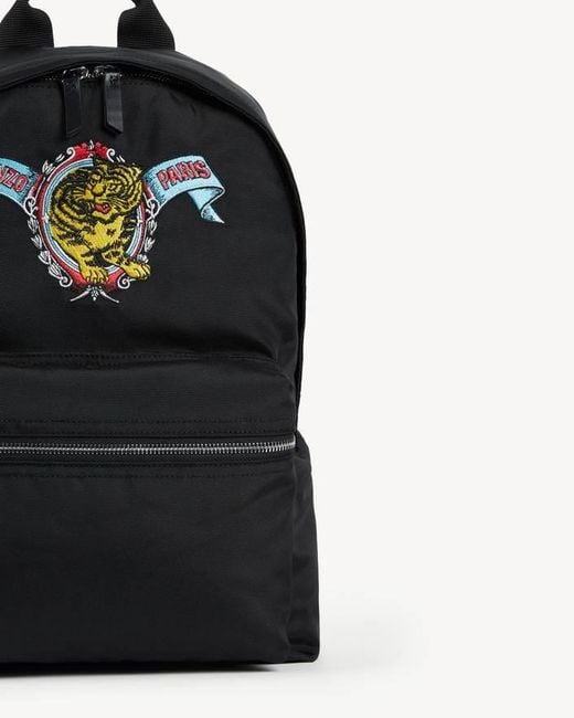 KENZO Black Jumping Tiger' Backpack for men
