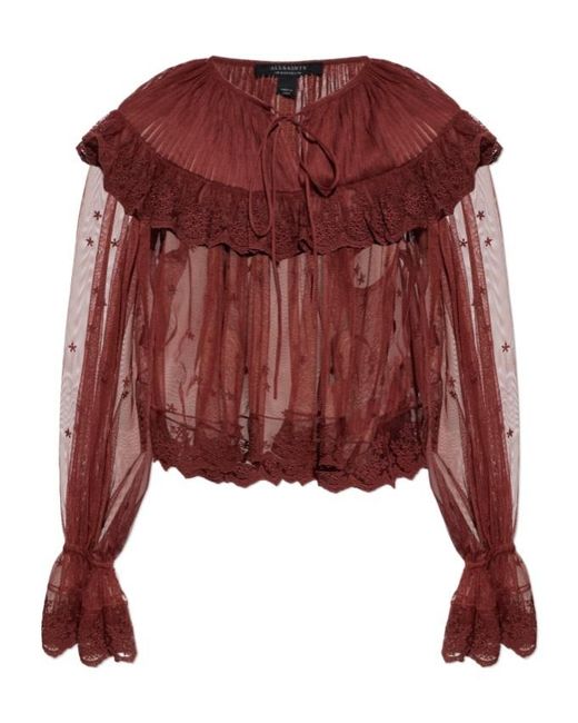 AllSaints Red Long-Sleeved Top