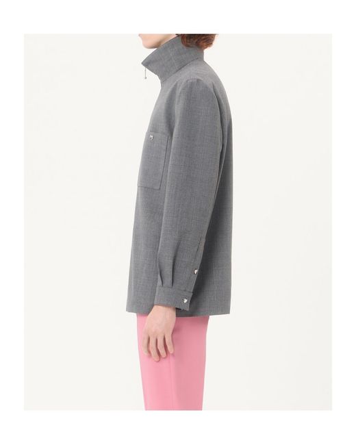 Valentino Gray Zip-Up High Neck Jacket for men