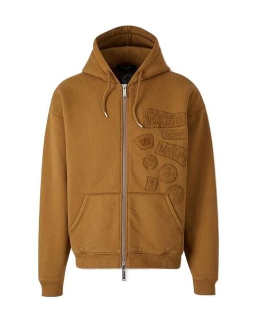 DSquared² Brown Logo-Patch Zip-Up Hoodie for men